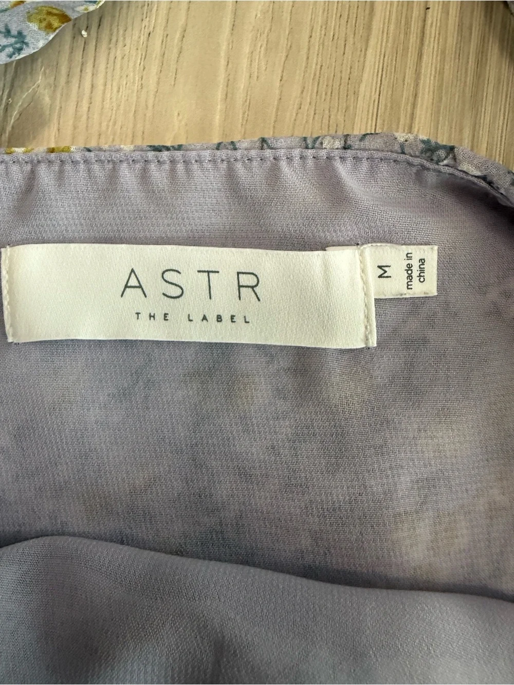 ASTR the Label Floral Smocked Ruffle Top Blue Lavender Puff Sleeve Square Neck M